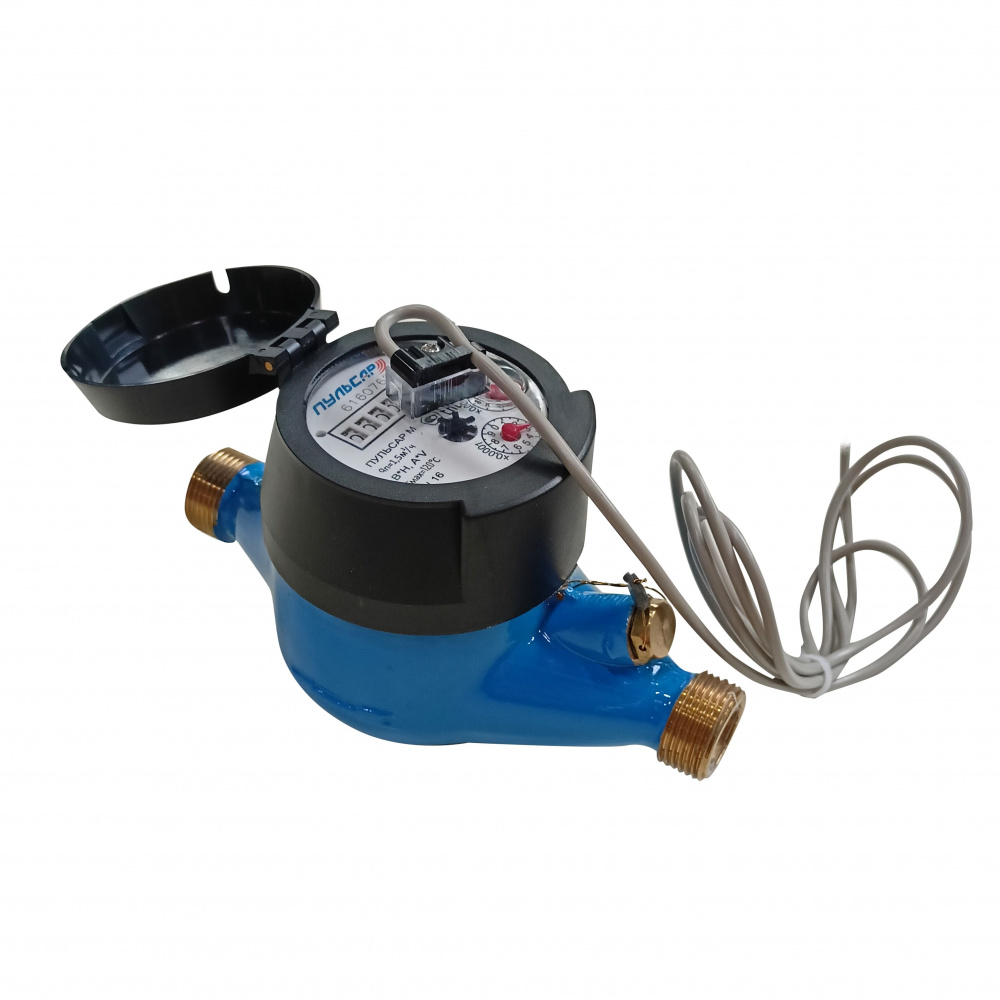 Универсальный счетчик воды «Пульсар М» импульсный выход Ду15, пластиковый регистр, Qn=1,5 м3/ч Н00003412