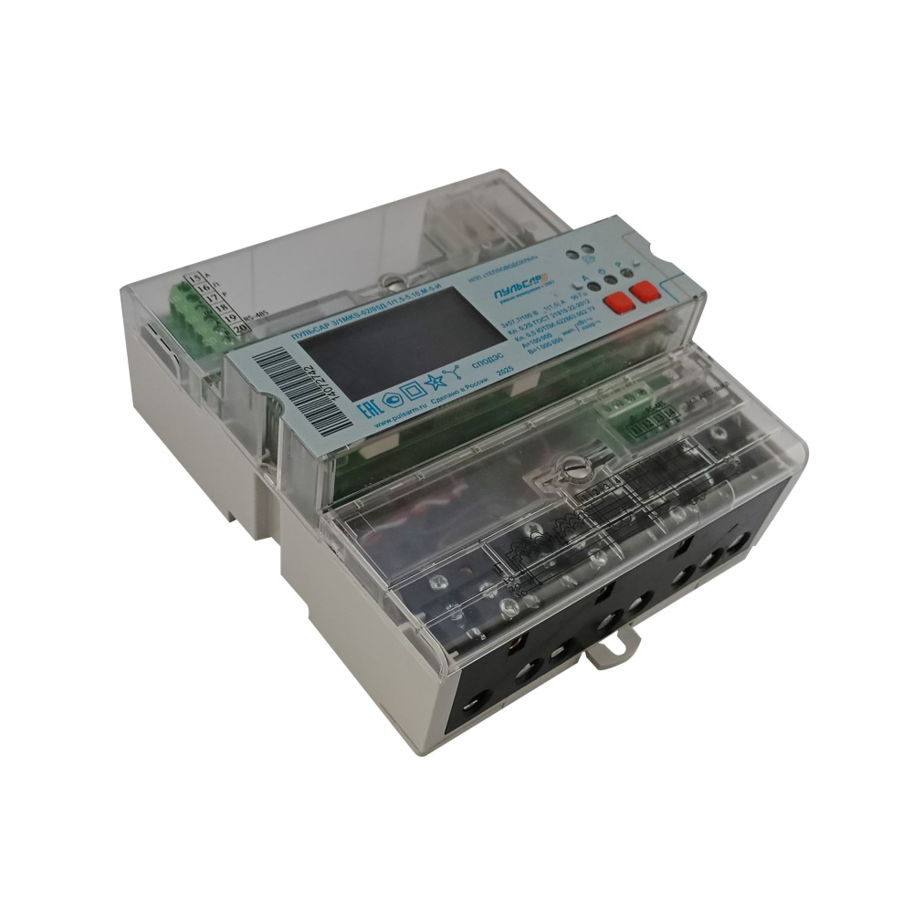 Трехфазный электросчетчик «Пульсар 3/3М» Компакт RS-485, оптопорт, 5/100A, реле, СПОДЭС Н10031852