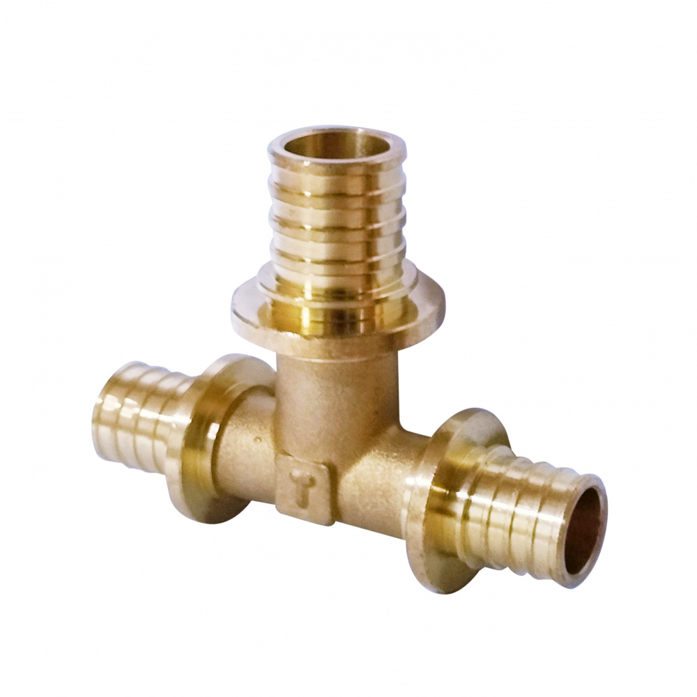 Тройник аксиальный переходной Ду16 x Ду20 x Ду16, латунь Н00080278