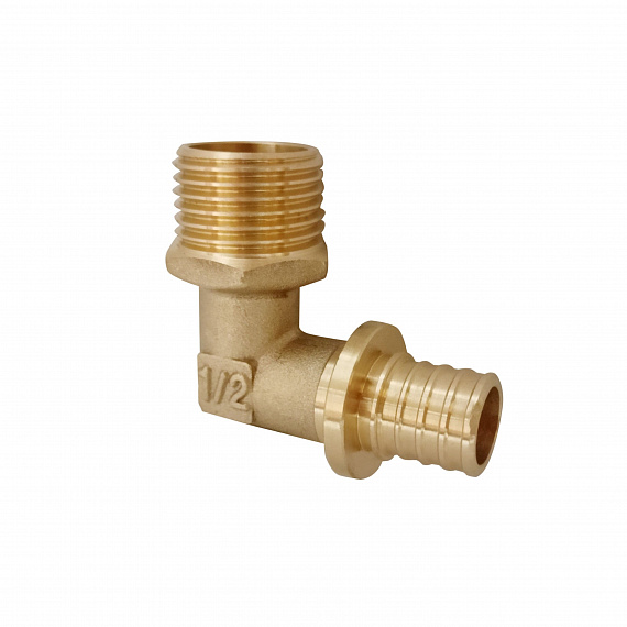 Угольник акcиальный Ду16 х 1/2, наружная резьба, латунь Н00080256