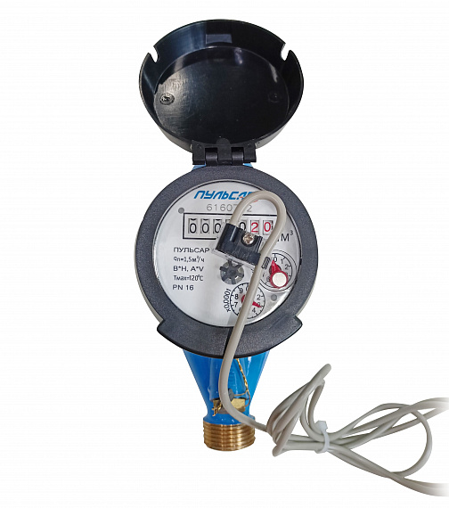 Универсальный счетчик воды «Пульсар М» импульсный выход Ду15, пластиковый регистр, Qn=1,5 м3/ч Н00003412